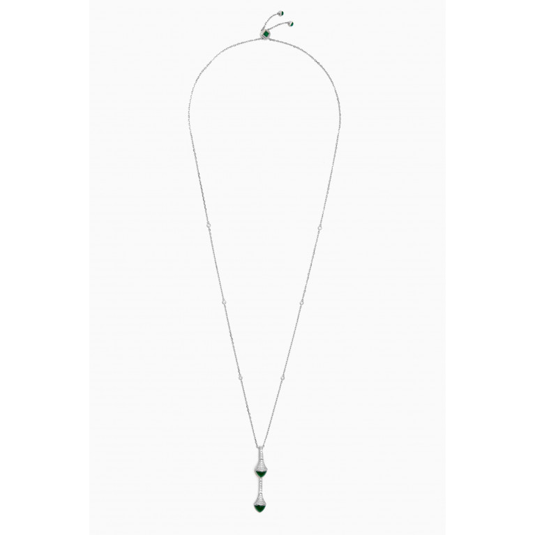Marli - Cleo Diamond & Agate Drop Pendant Necklace in 18kt White Gold