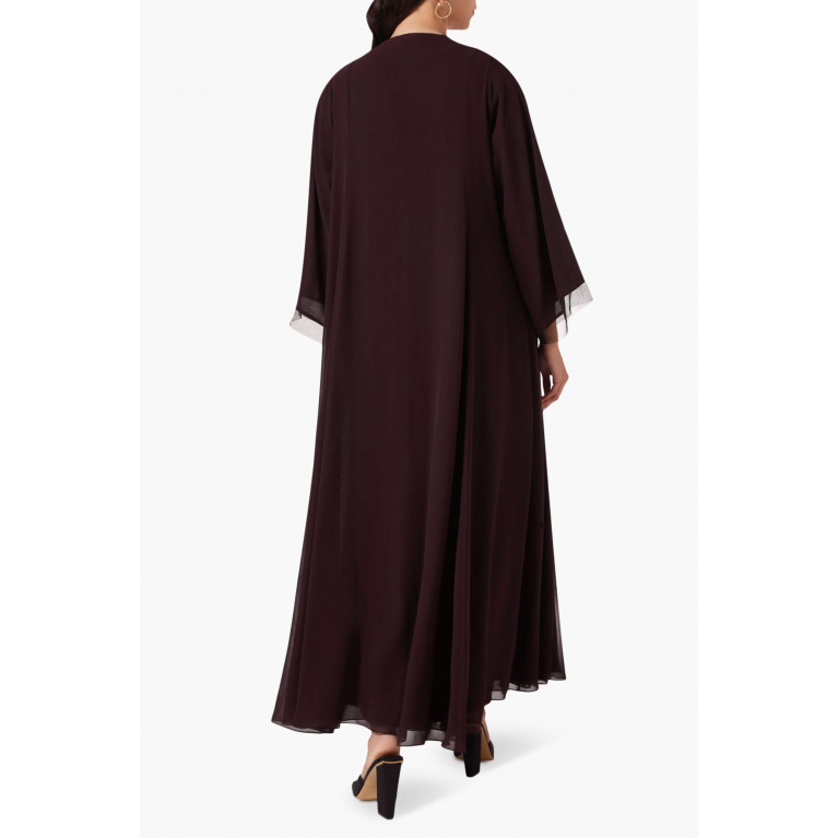 Homa Q - 3-piece Embellished Abaya Set in Chiffon & Tulle