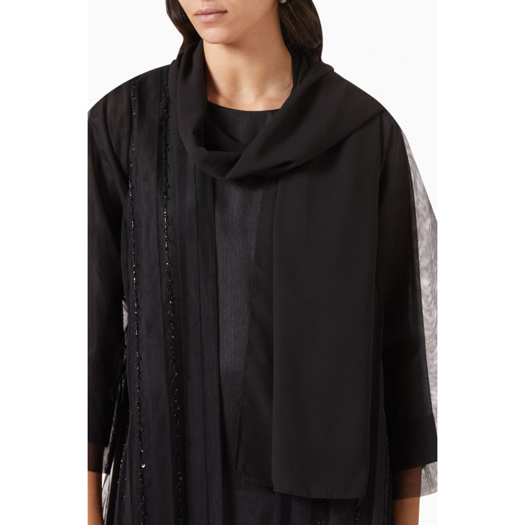 Homa Q - 3-piece Bead-embellished Abaya Set in Tulle