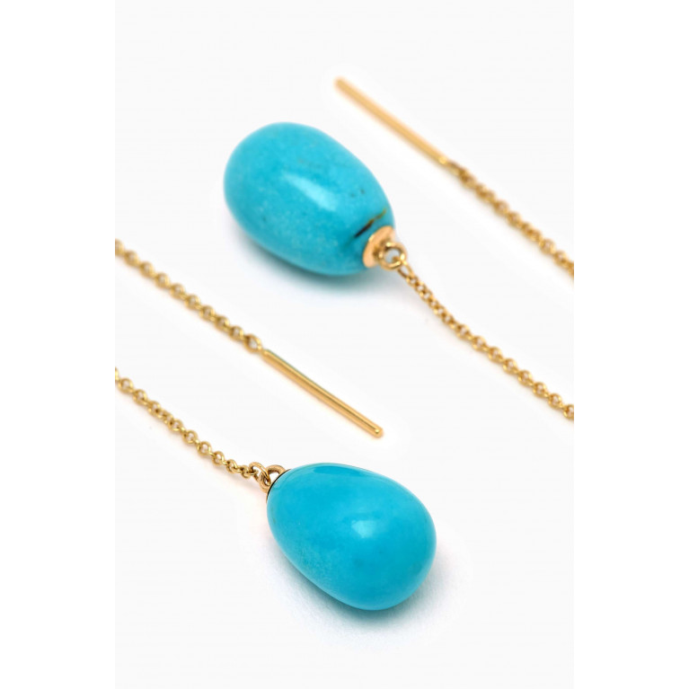 The Alkemistry - Turquoise Threader Earrings in 18kt Gold