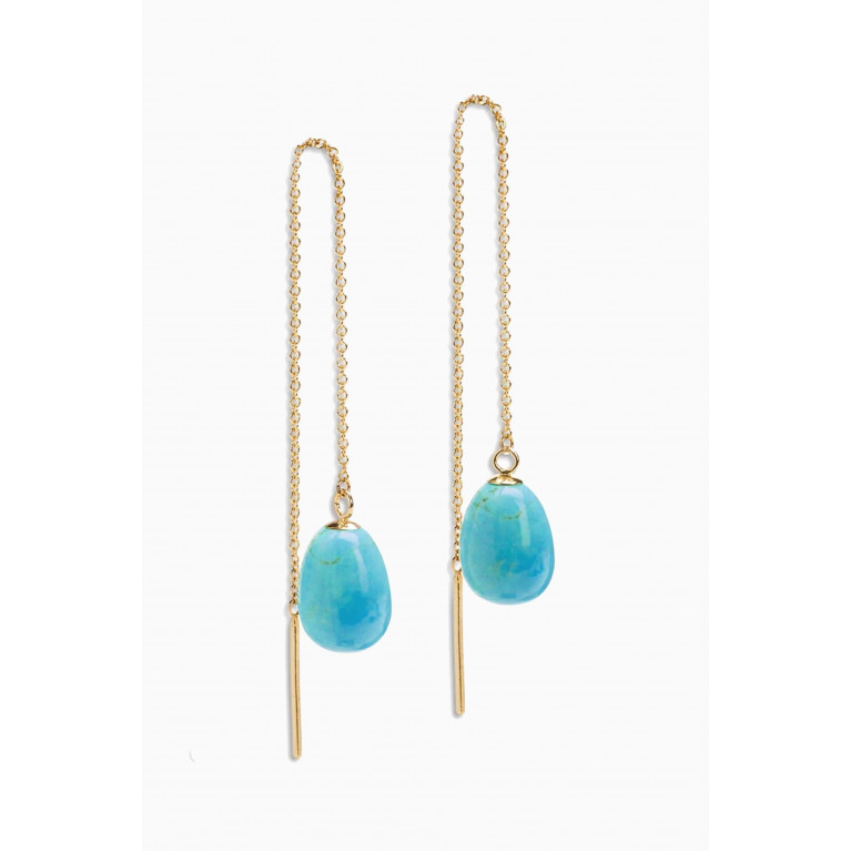 The Alkemistry - Turquoise Threader Earrings in 18kt Gold