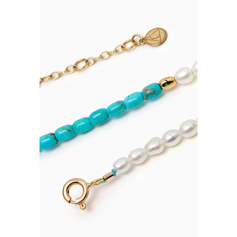 The Alkemistry - Mother of Pearl & Turquoise Bracelet in 18kt Gold