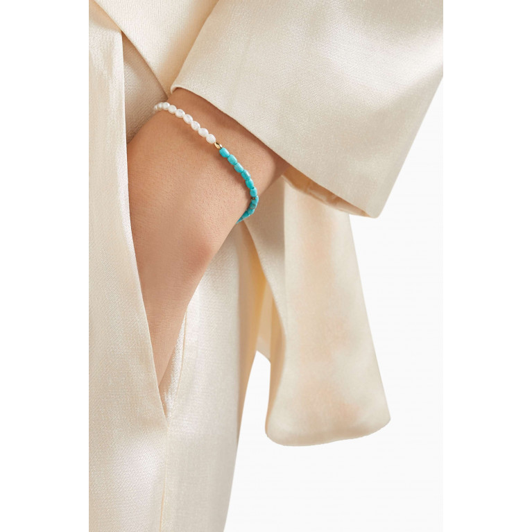 The Alkemistry - Mother of Pearl & Turquoise Bracelet in 18kt Gold