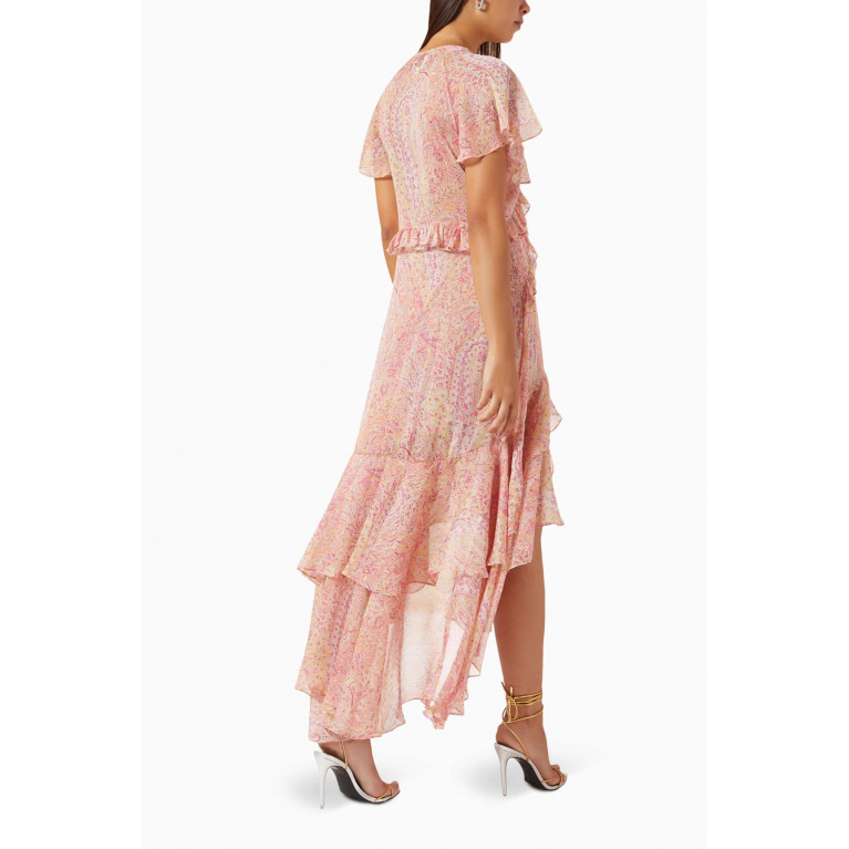 MISA - Katia Ruffled Midi Dress in Chiffon