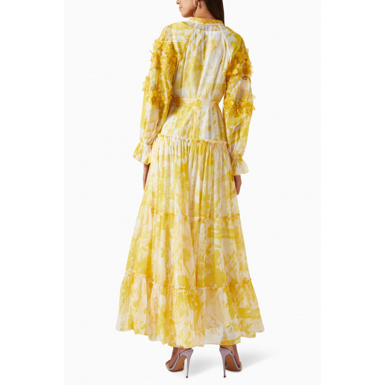 Pankaj & Nidhi - Jane 3D Floral Maxi Dress in Chiffon