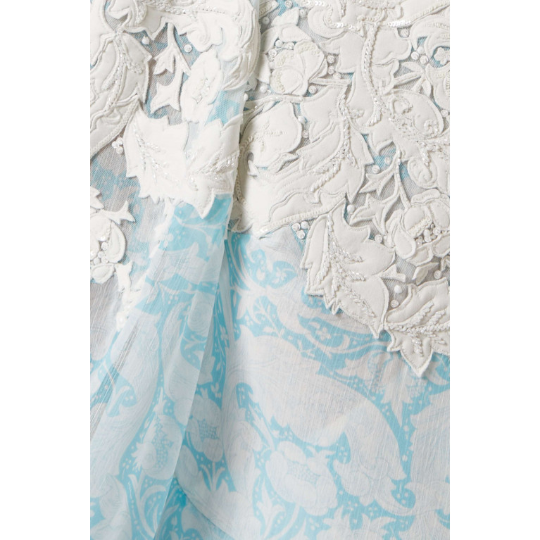 Pankaj & Nidhi - Skylar Wrap Midi Dress in Chiffon Blue