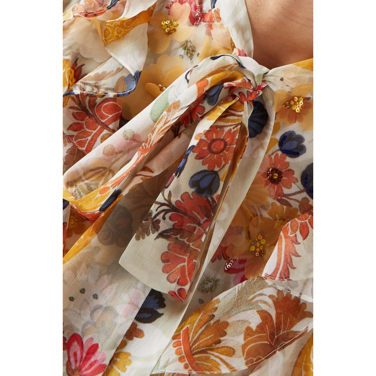 Pankaj & Nidhi - Alora Ruffled Maxi Dress in Chiffon