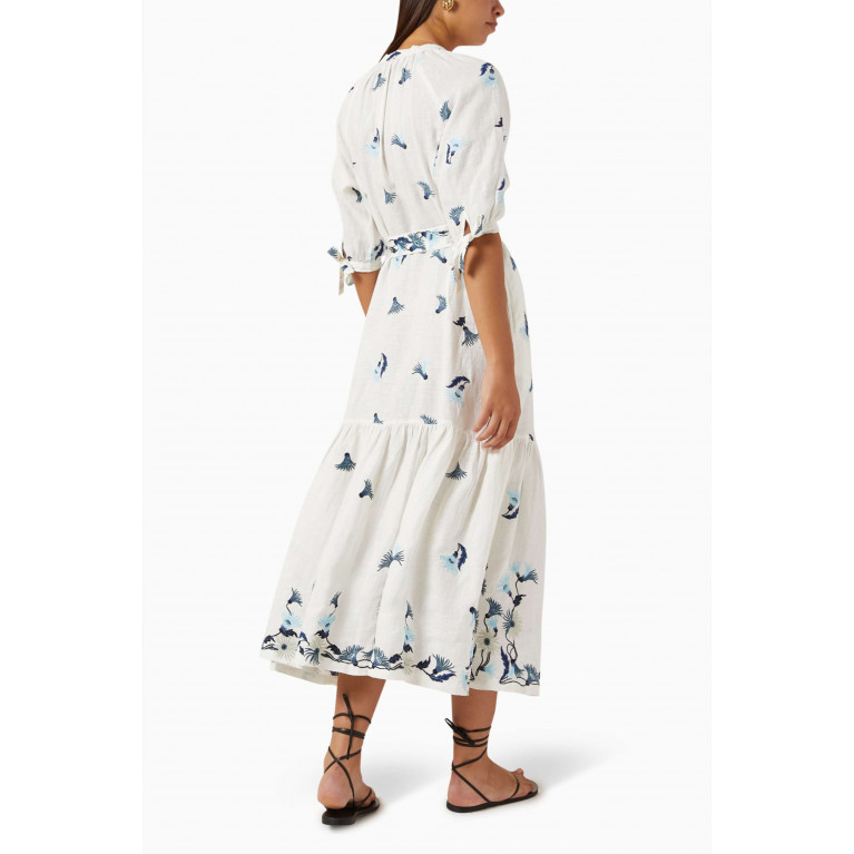 Hannah Artwear - Athena Embroidered Midi Dress in Linen