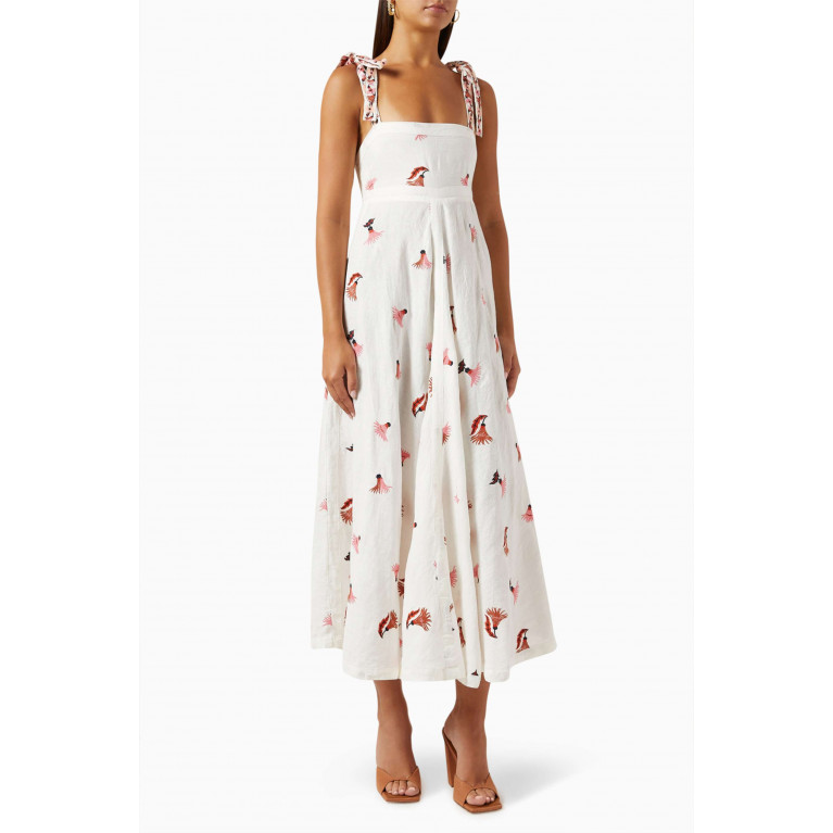 Hannah Artwear - Serena Embroidered Midi Dress in Linen