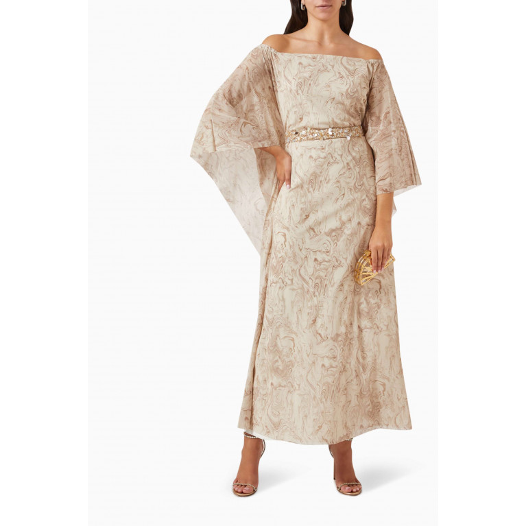 Anatomi - Marble I Off-shoulder Butterfly Kaftan in Tulle