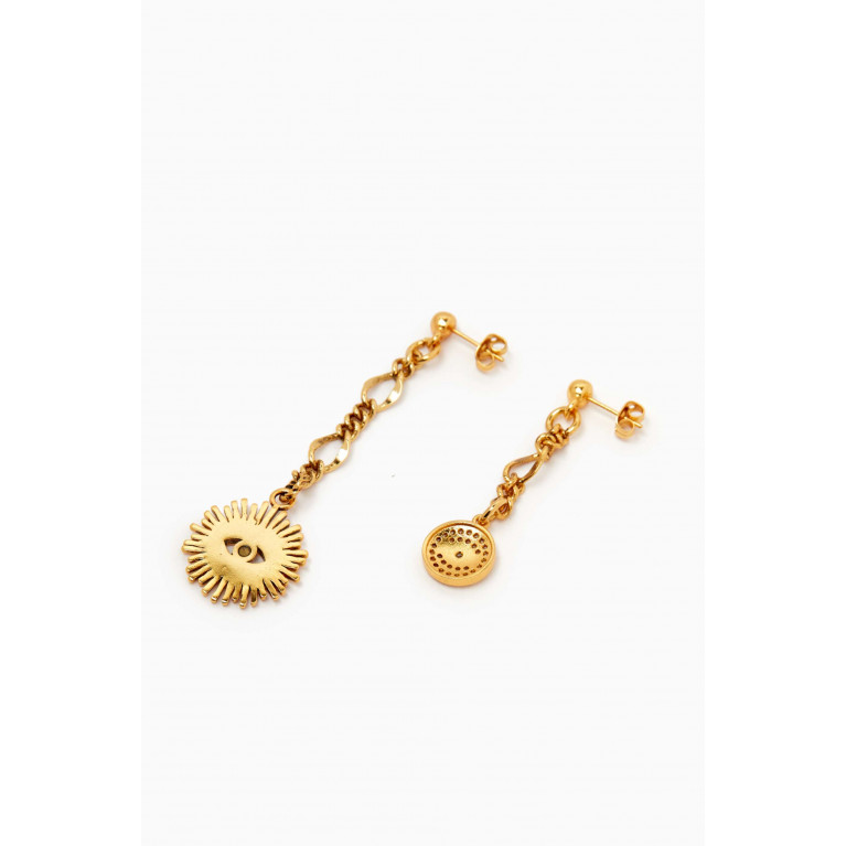 Mon Reve - Clusty Mismatch Pendant Earrings in Gold-plated Brass