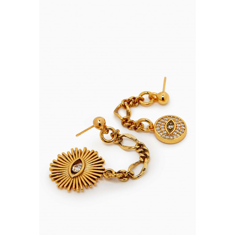 Mon Reve - Clusty Mismatch Pendant Earrings in Gold-plated Brass