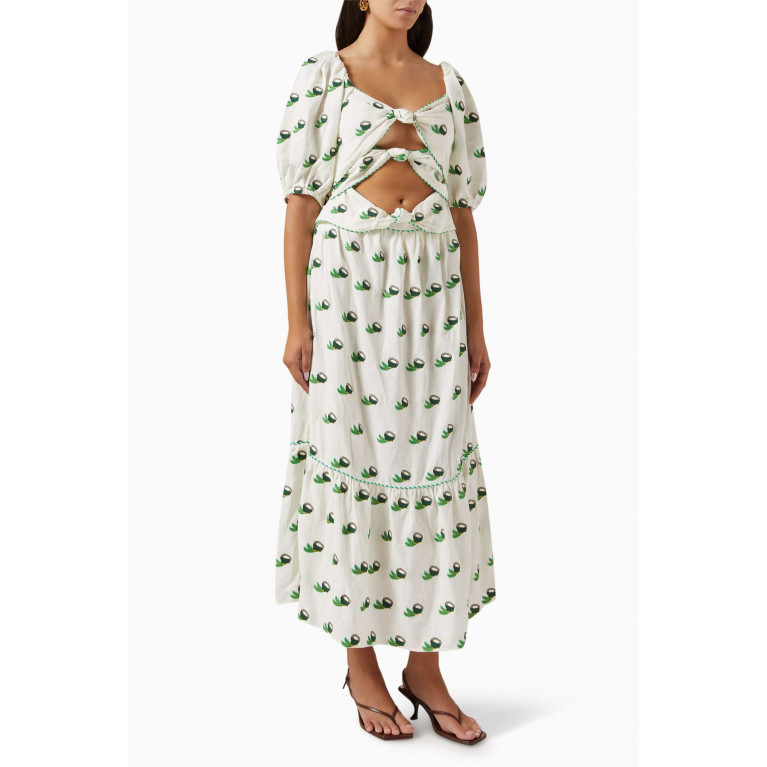 Farm Rio - Coconut Embroidered Midi Dress