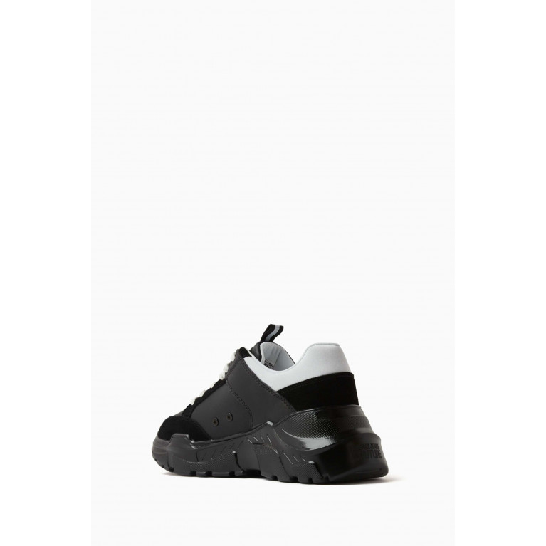 Versace Jeans Couture - Fondo Speedtrack Logo Sneakers in Bovine Leather & Calf Suede Black