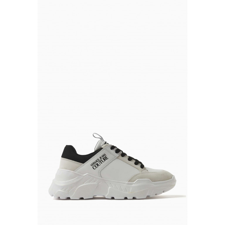 Versace Jeans Couture - Fondo Speedtrack Logo Sneakers in Bovine Leather & Calf Suede White