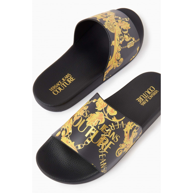 Versace Jeans Couture - Chain Couture Slides in PVC Black