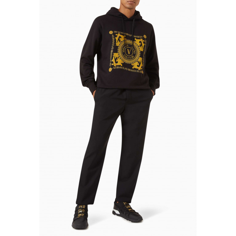 Versace Jeans Couture - Chain-link V-Emblem Hoodie Sweatshirt in Cotton
