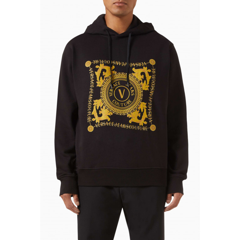 Versace Jeans Couture - Chain-link V-Emblem Hoodie Sweatshirt in Cotton