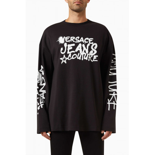 Versace Jeans Couture - Graffiti Logo T-shirt in Cotton Jersey
