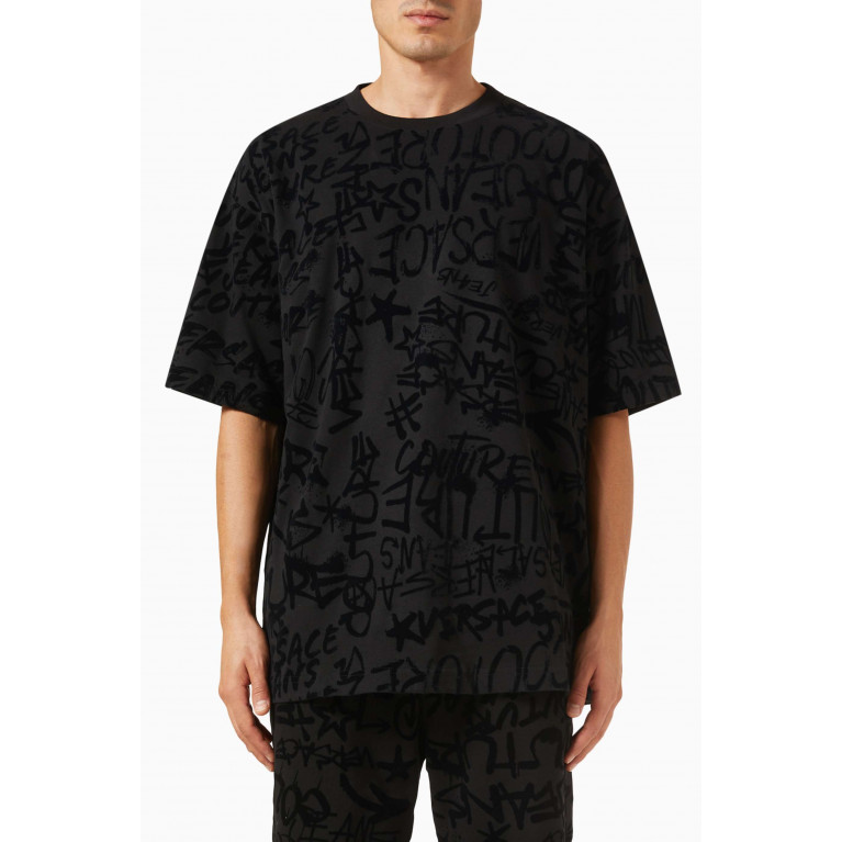 Versace Jeans Couture - Graffiti Logo T-shirt in Cotton Jersey