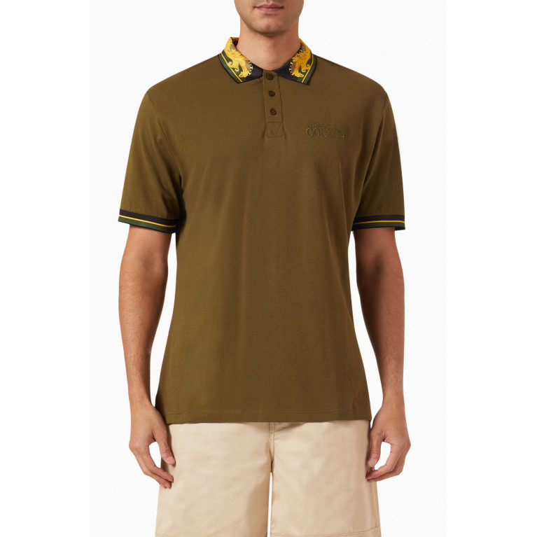 Versace Jeans Couture - Logo-embroidered Polo Shirt in Cotton Piqué Green