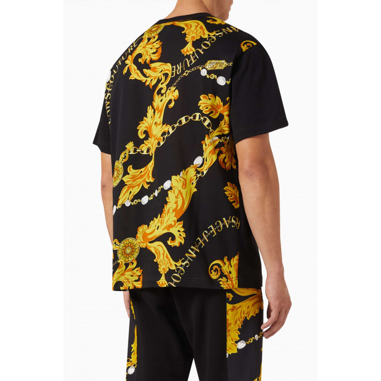 Versace Jeans Couture - Logo Couture Chain Print T-shirt in Cotton Black