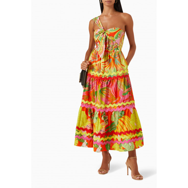 Farm Rio - Mixed Lime-print Midi Dress