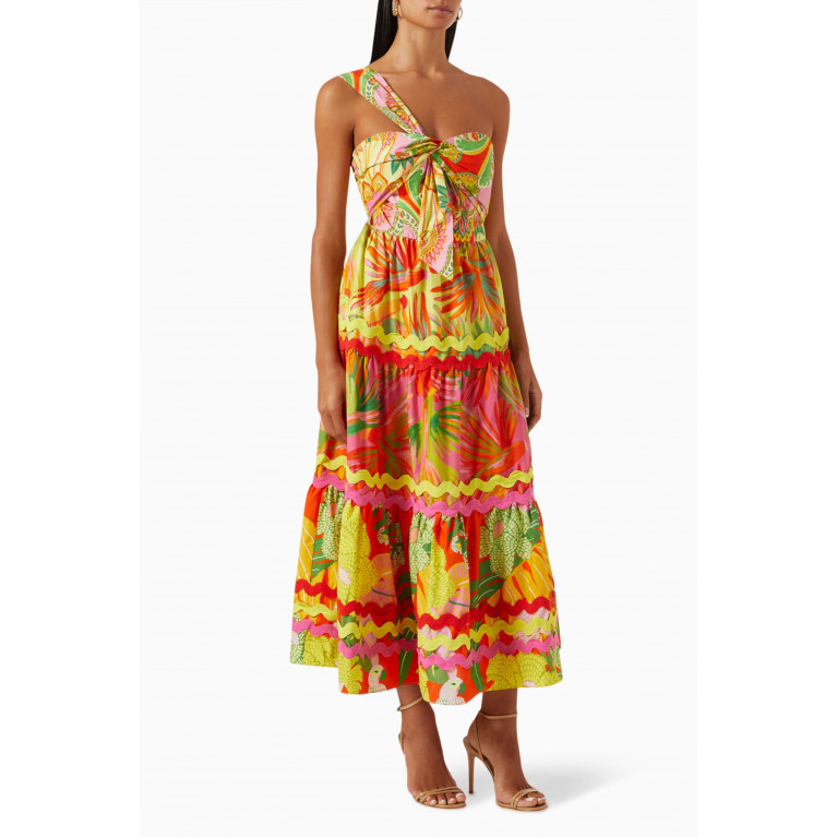 Farm Rio - Mixed Lime-print Midi Dress
