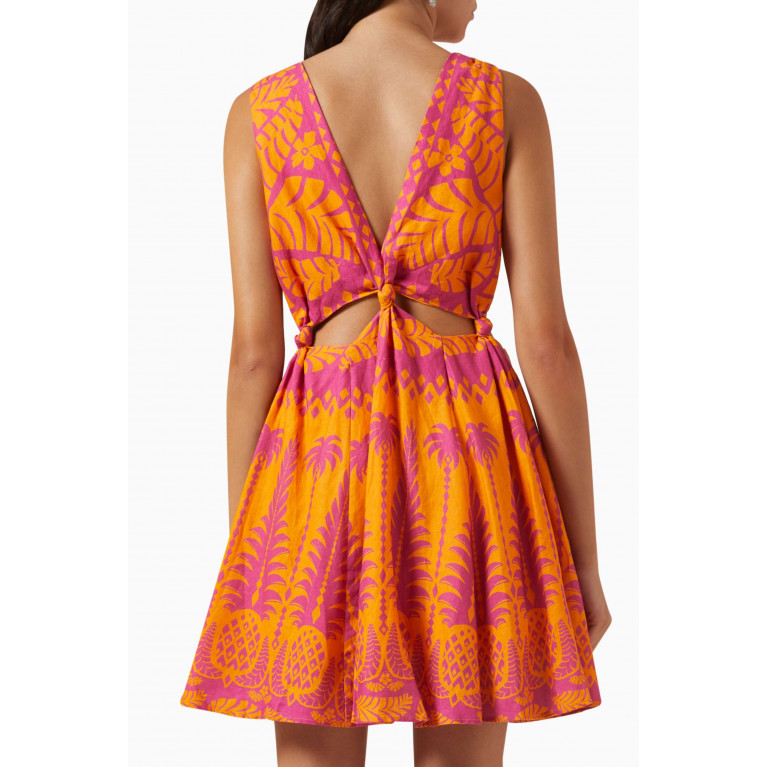 Farm Rio - Pineapple Love Mini Dress in Linen-blend