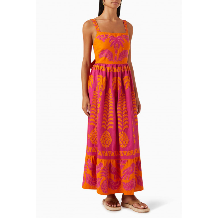 Farm Rio - Pineapple Love Maxi Dress in Linen-blend