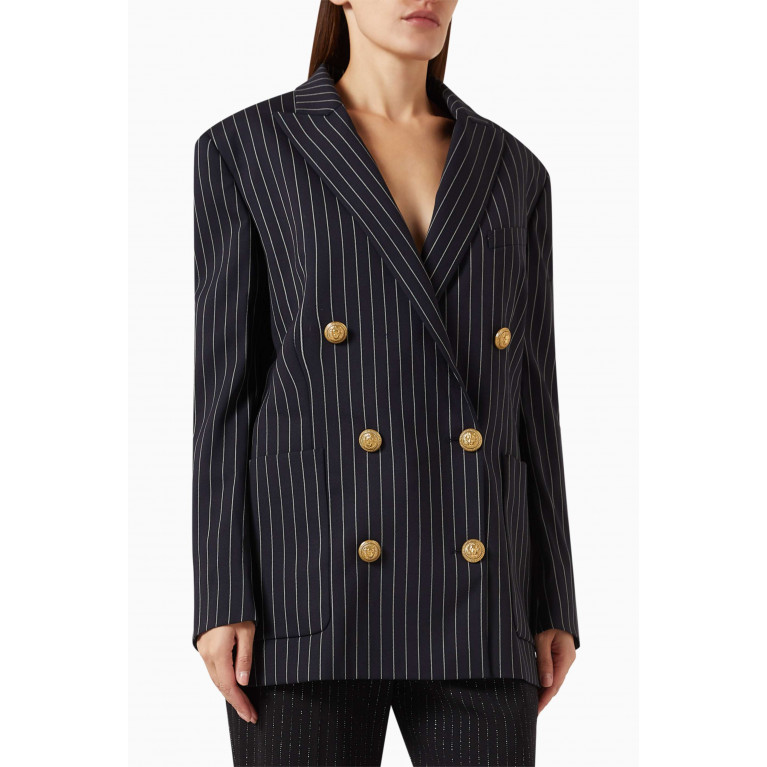 Balmain - Striped Oversized Blazer in Stretch-wool