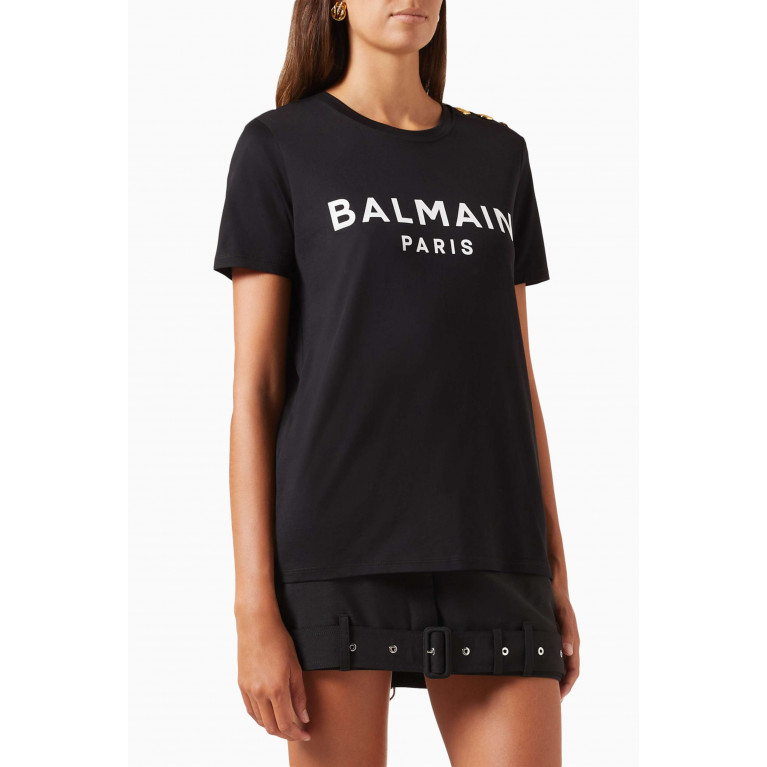 Balmain - Button Logo T-shirt in Jersey Black