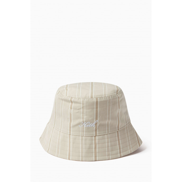 Kith - Logo Striped Bucket Hat in Cotton
