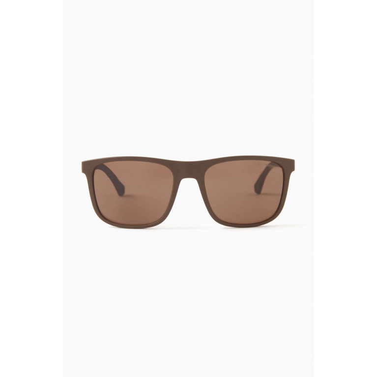Emporio Armani - D-frame Sunglasses in Matte Acetate Brown