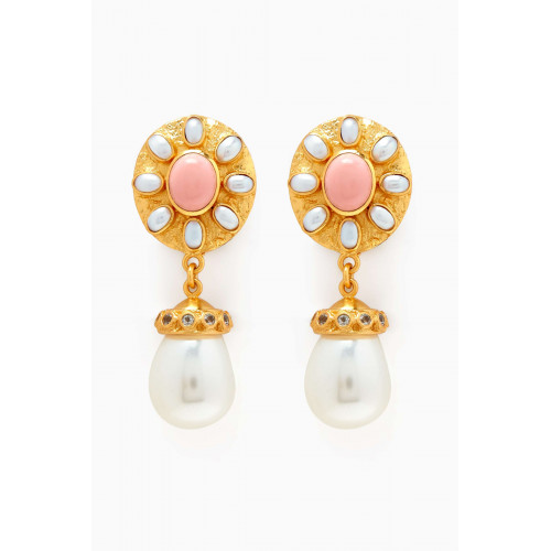 VALÉRE - Heather Pearl-drop Clip Earrings in 24kt Gold-plated Brass