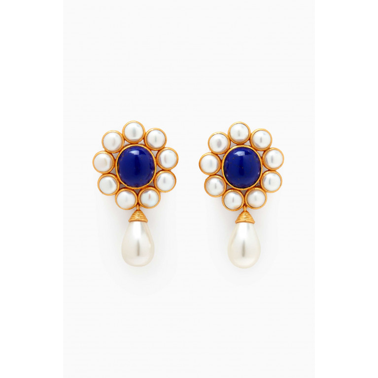 VALÉRE - Sophia Flower Drop Earrings in 24kt Gold-plated Brass