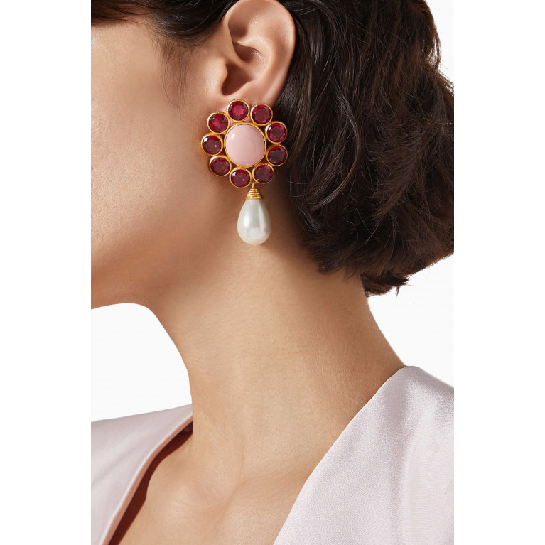 VALÉRE - Sophia Flower Drop Earrings in 24kt Gold-plated Brass