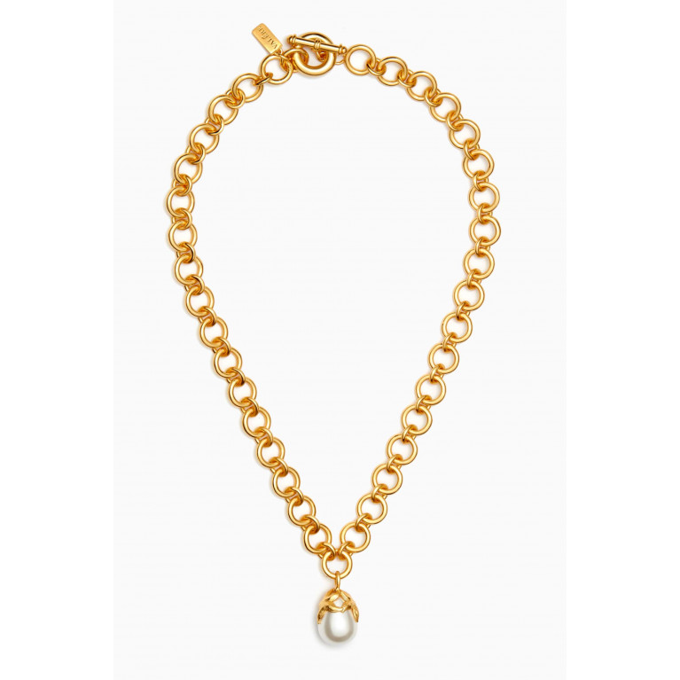 VALÉRE - Gemma Chain Pearl Pendant Necklace in 24kt Gold-plated Brass