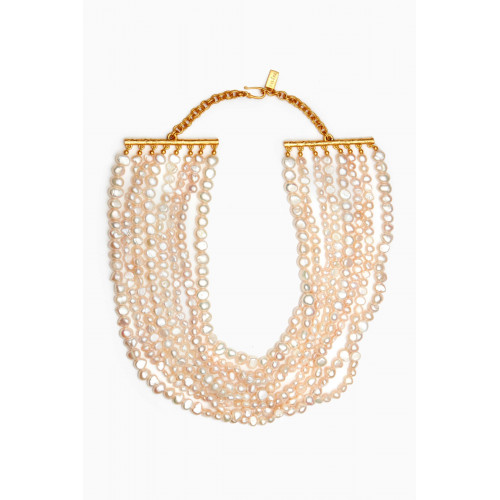 VALÉRE - Elisa Stacked Pearl Necklace in 24kt Gold-plated Brass