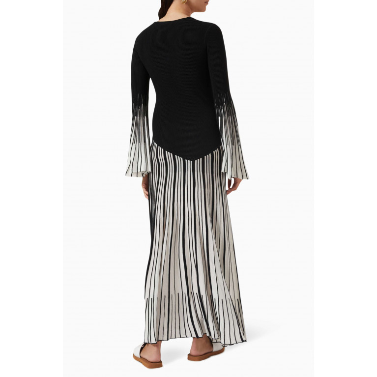 Chloé - Striped Ribbed Dress in Wool & Silk-blend