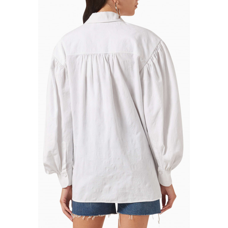 Chloé - Lace-up Textured Shirt in Cotton