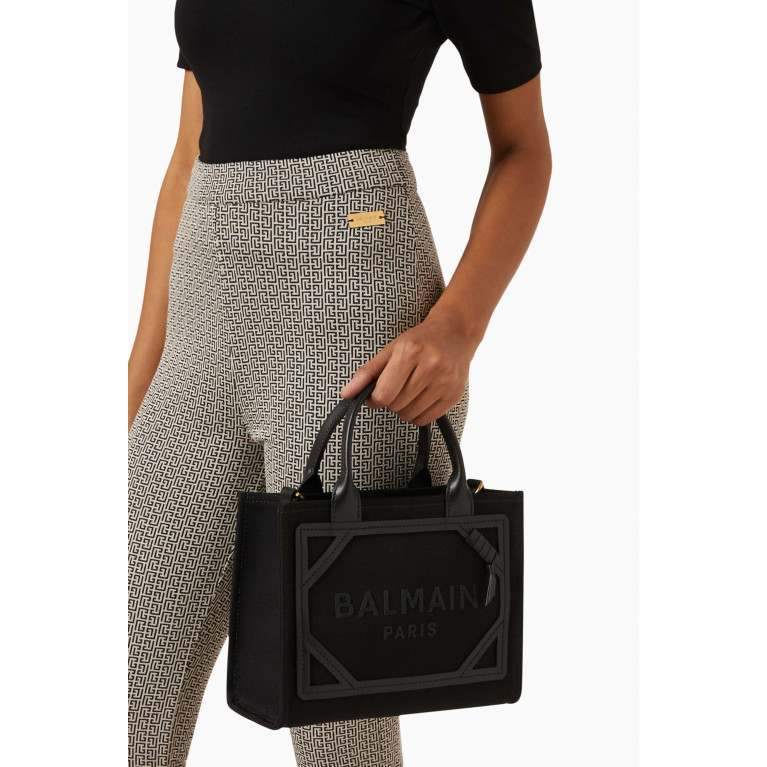 Balmain - Small B-Army Shopper Tote Bag in Canvas & Leather