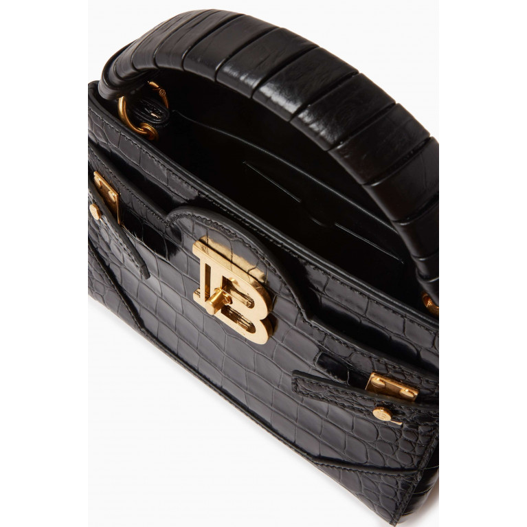 Balmain - B-Buzz Top-handle Bag in Croc-embossed Leather