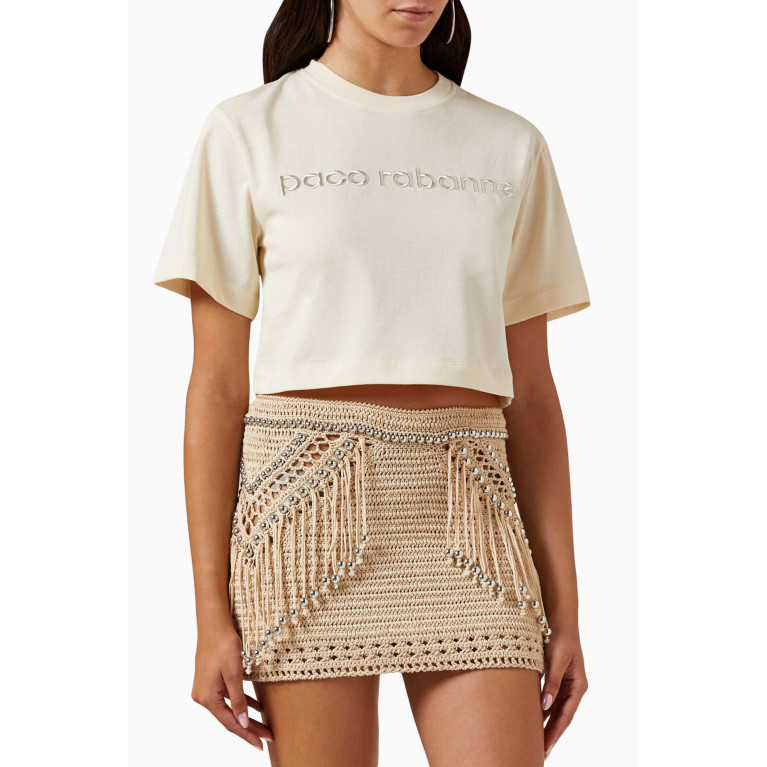 Paco Rabanne - Cropped Logo T-shirt in Jersey
