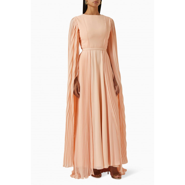 Euphoria - Pleated Cape-sleeve Dress
