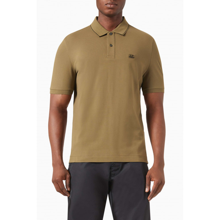 C.P. Company - Logo Patched Polo Shirt in Cotton Stretch