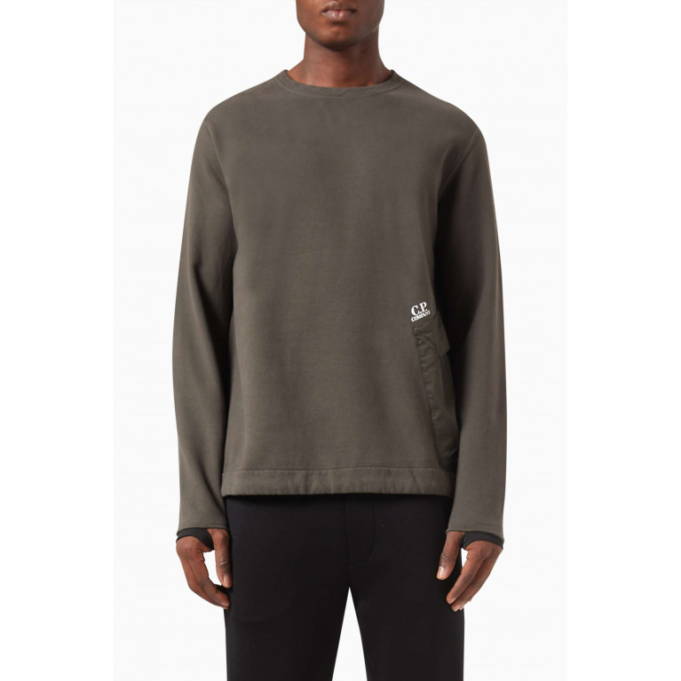 C.P. Company - Mixed Pocket Sweatshirt in Cotton Diagonal Fleece
