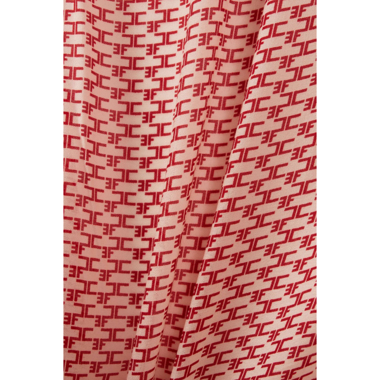 Elisabetta Franchi - Logo Monogram Scarf in Cashmere-silk Blend Red
