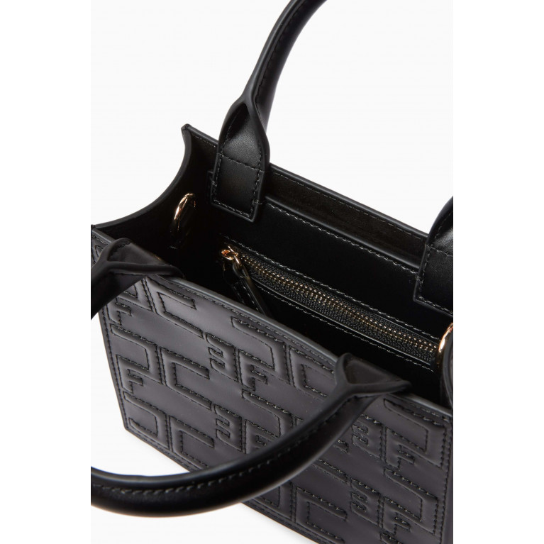 Elisabetta Franchi - Bold Mini Shopper in Embossed Leather Black