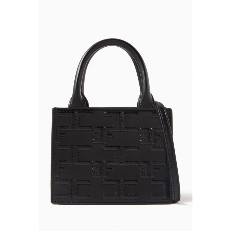 Elisabetta Franchi - Bold Mini Shopper in Embossed Leather Black